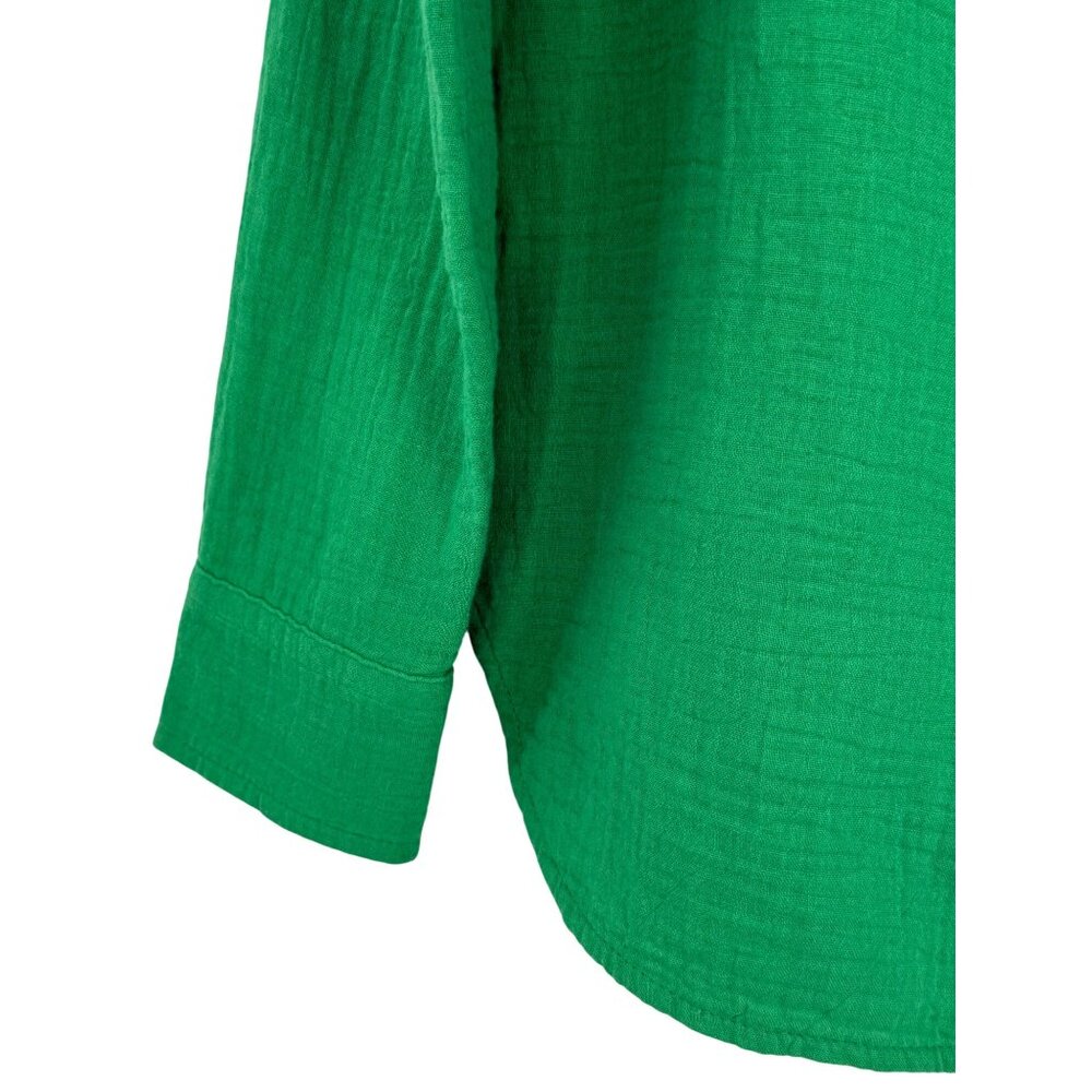 NWT J.Crew Green Crinkle Gauze Cotton Coastal Granddaughter Button Down Top XS - Picture 5 of 16